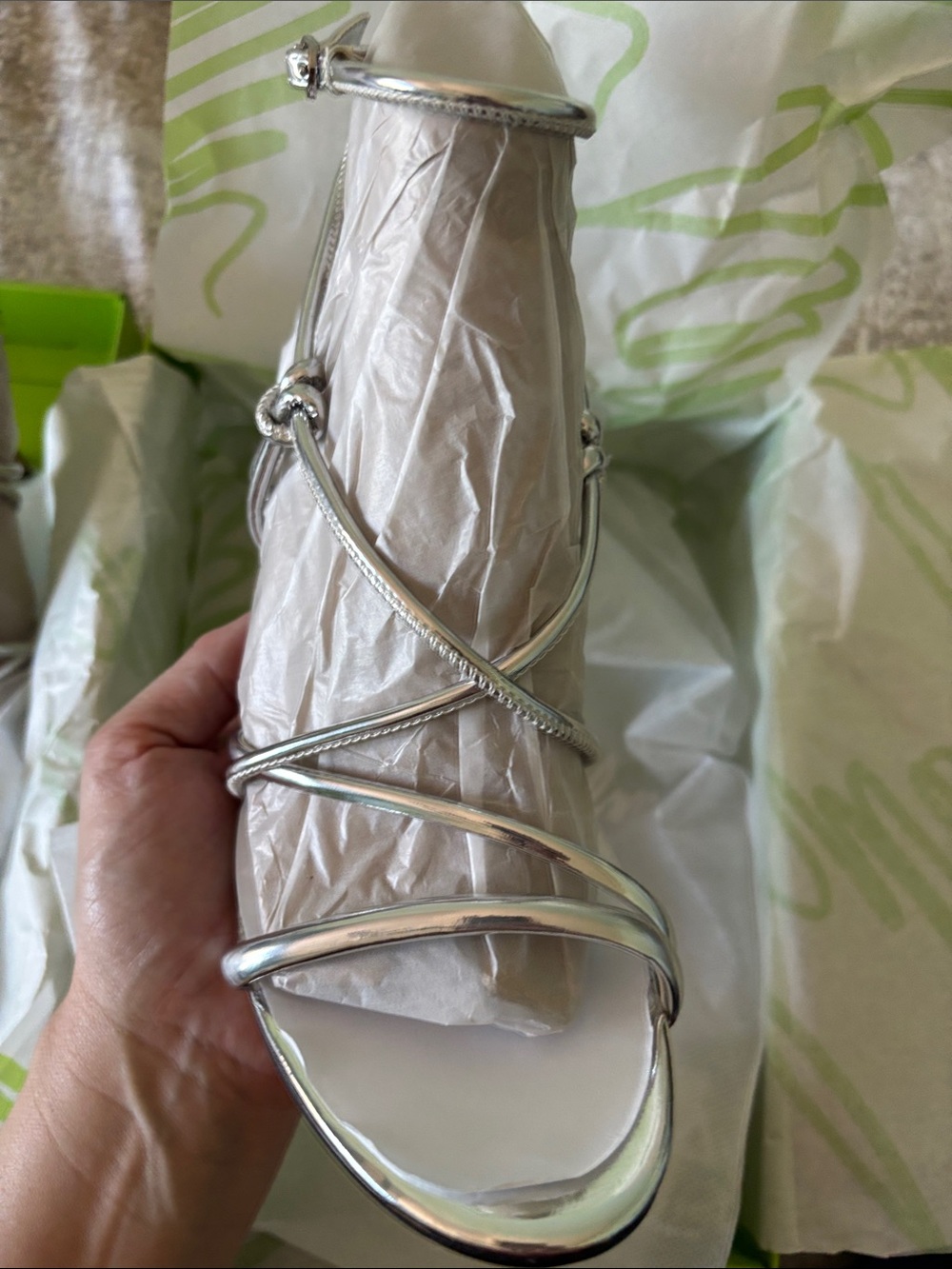 2/$100 SAM EDELMAN NIB Silver Isadora Ankle Strap Sandal, Metallic Heels - Picture 17 of 17